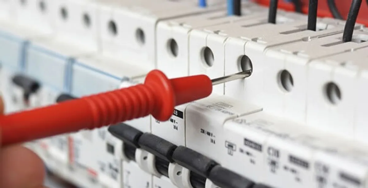 Electrical contractor testing circuit breakers during electrical repair in Harrisburg, MO