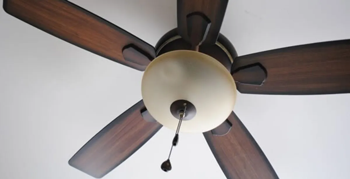 Fully installed ceiling fan with balanced blades and light fixture in Columbia, MO